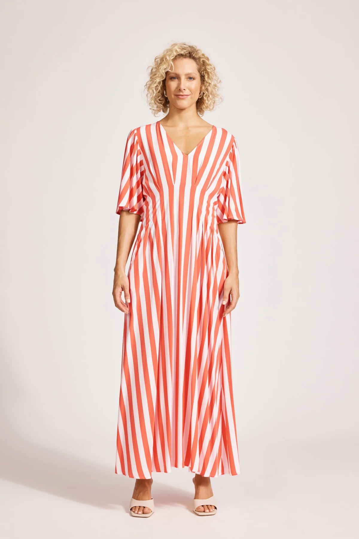Eb and Ive Treville Stripe Maxi Dress Coral
