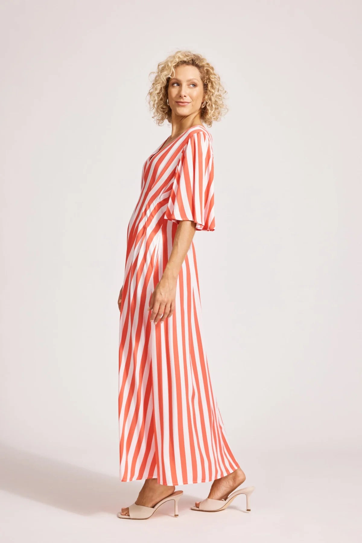 Eb and Ive Treville Stripe Maxi Dress Coral