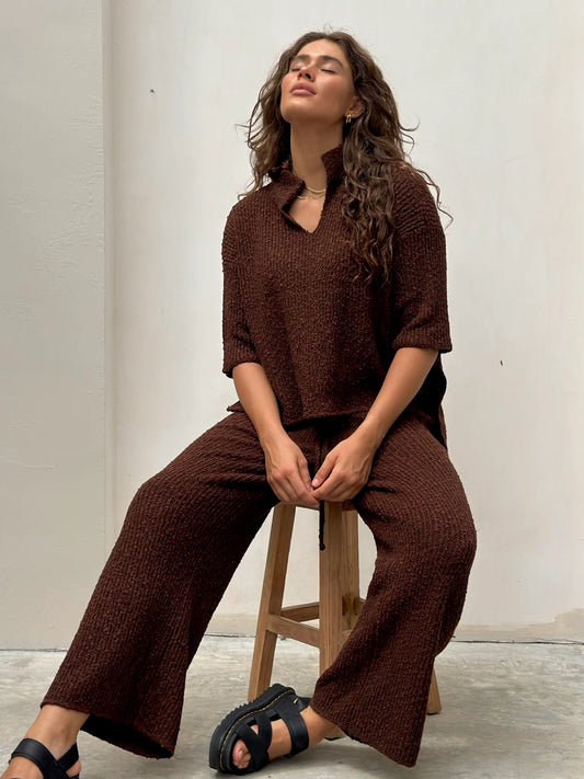 Amira Thea Chocolate Popcorn Yarn Mix Cotton Pants