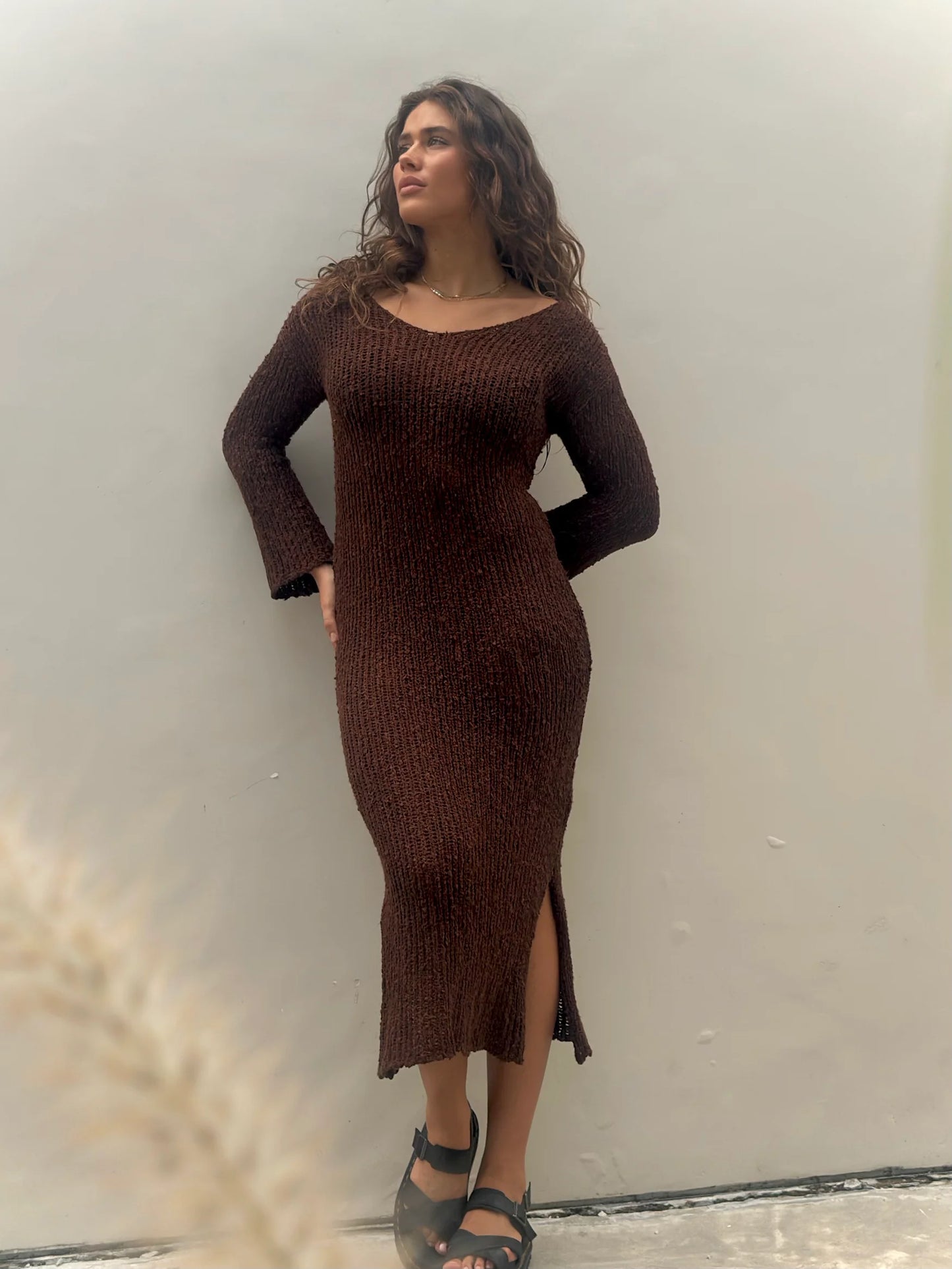 Amira Beca Chocolate Popcorn Yarn Mix Cotton Dress