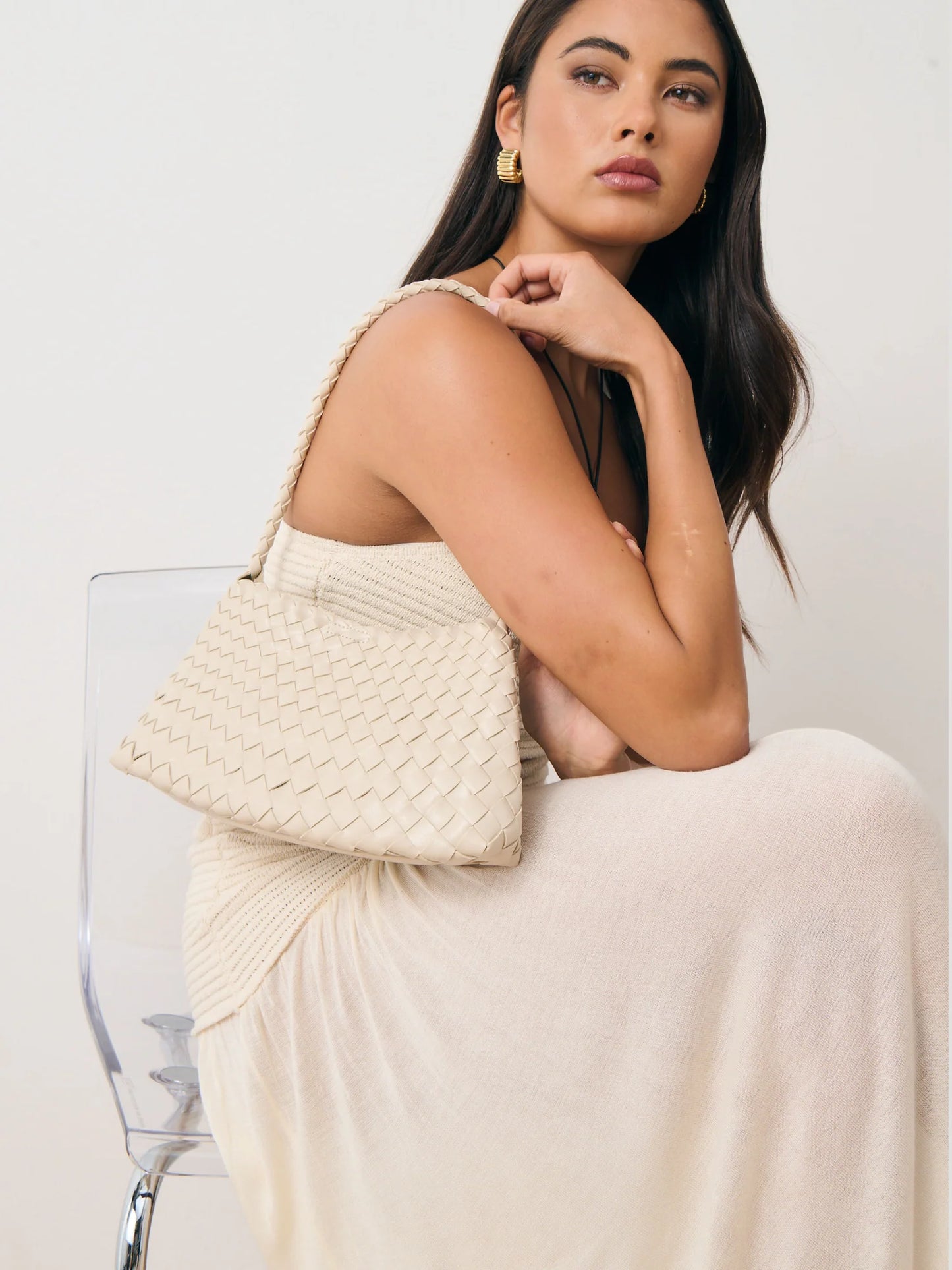 Roselle Woven Shoulder Bag (Ivory) - Angels Whisper