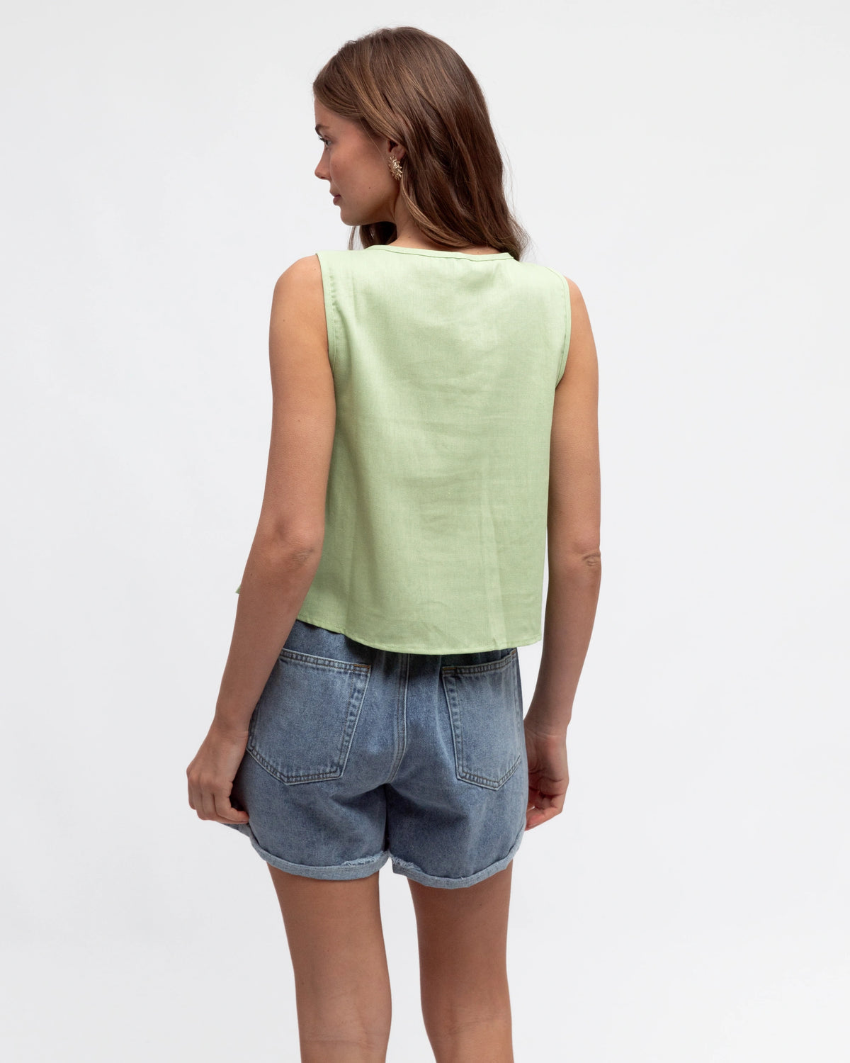 Paper Heart Tie Front Shirt Matcha