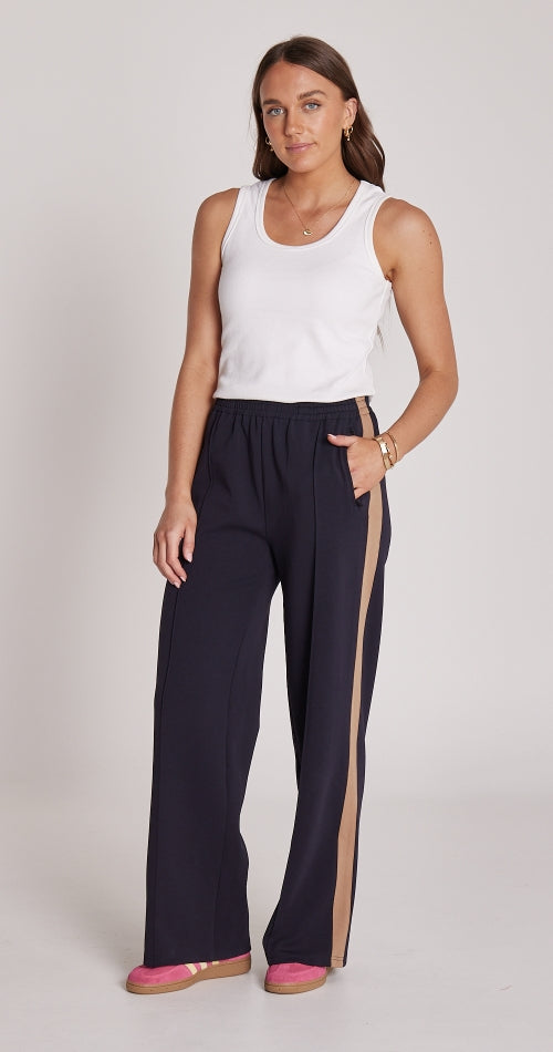 Feather and Noise Noah Wide Pant - Navy Camel Stripe