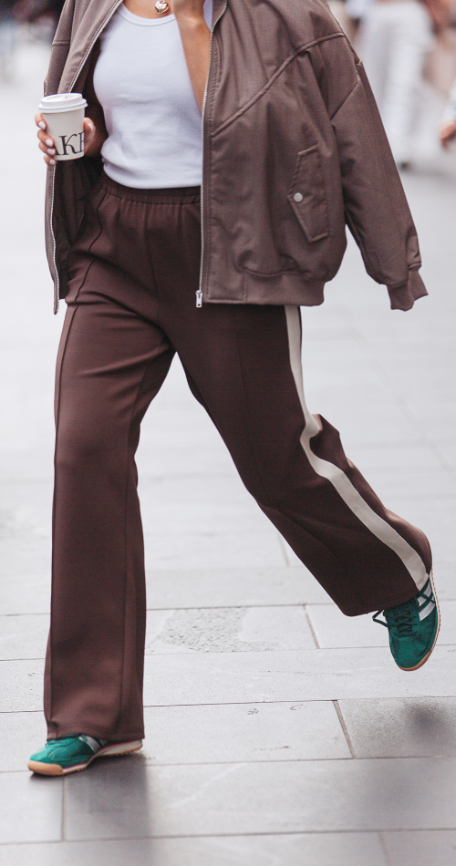 Feather and Noise Noah Wide Pant - Chocolate Cream Stripe